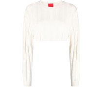 Gerippter Cropped-Pullover