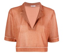 Cropped-Bluse mit metallischen Fäden