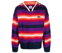 Gestreifte Kapuzenjacke mit Logo-Patch