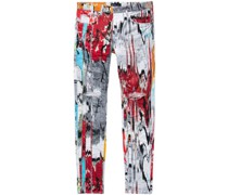 Tief sitzende Jeans mit Glitch-Print