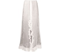 ruffled-trim semi-sheer maxi skirt
