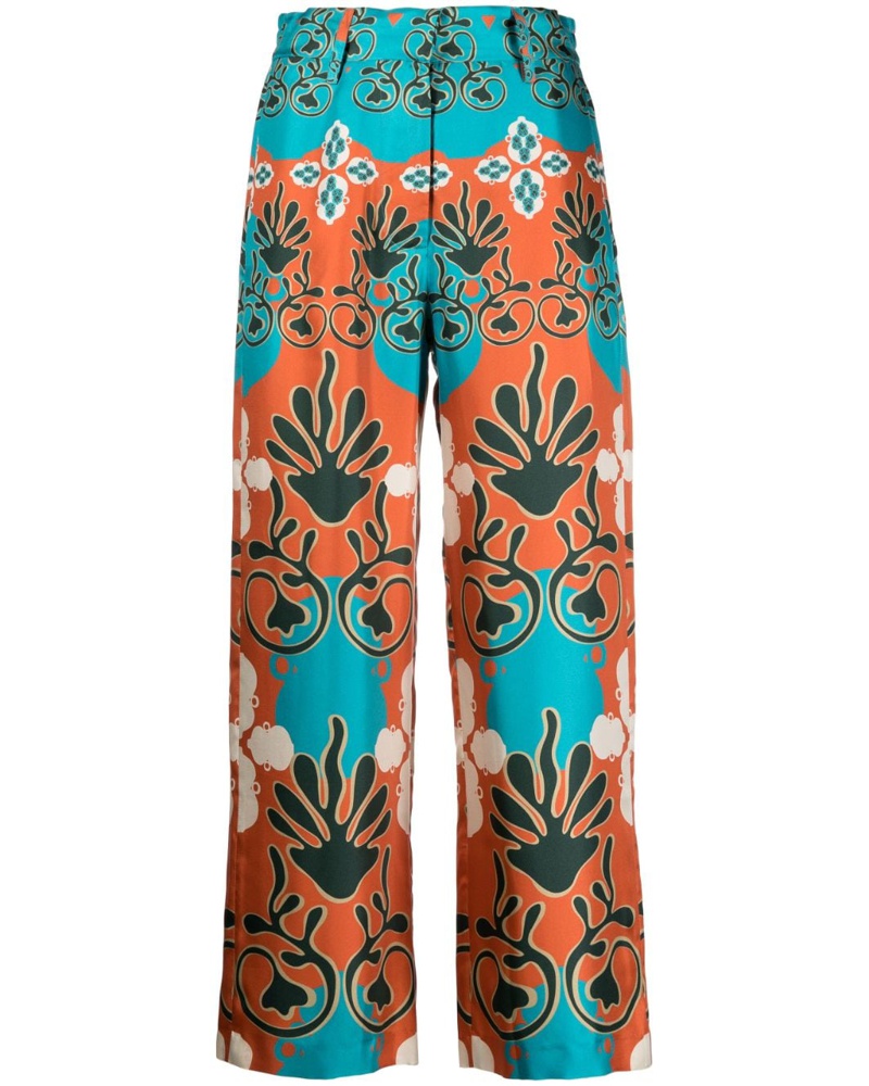 PAULA Damen patterned-jacquard wide-leg trousers