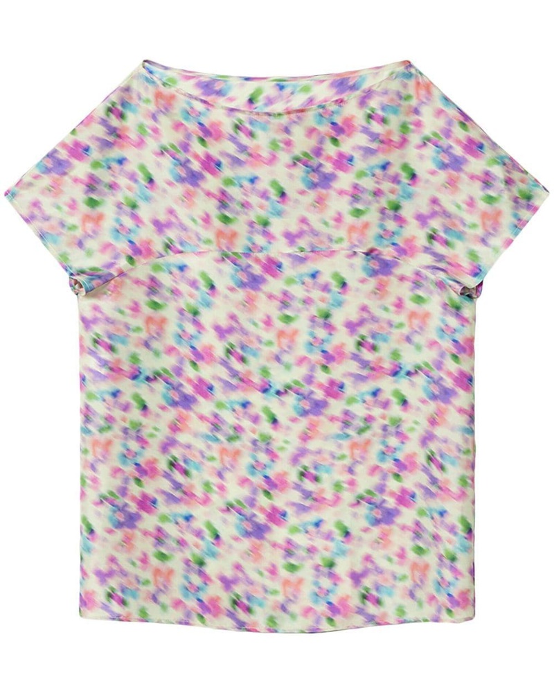 Nina Ricci Damen T-Shirt aus Seide mit Blumen-Print