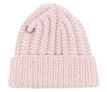 ring-detail ribbed beanie