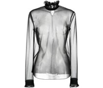 Semi-transparente Bluse mit Rüschen