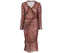 Gerafftes Midikleid mit Blumen-Print