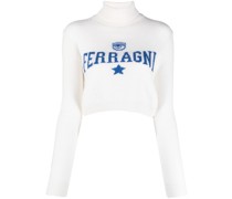 Rollkragenpullover mit Intarsien-Logo