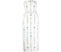 Schulterfreies Kleid mit Blumen-Print