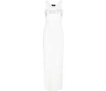 embroidered-logo ribbed-knit maxi dress