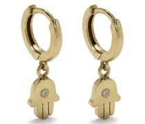 18kt Mini Hamsa Gelbgoldohrringe mit Diamanten
