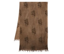 printed fringed cotton scarf