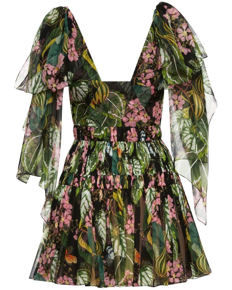 Oscar de la Renta Damen Minikleid mit Blumen-Print