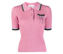 striped-border knitted polo shirt