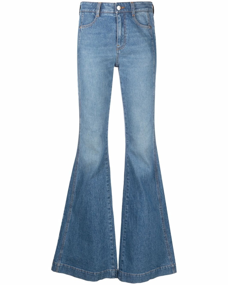 Stella McCartney Damen Salt & Pepper Logo 70s Schlagjeans