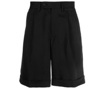 pleat-detailing silk-linen shorts
