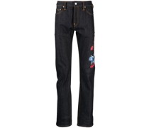 Slim-Fit-Jeans mit Samurai-Print