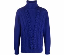 Rollkragenpullover mit Zopfmuster