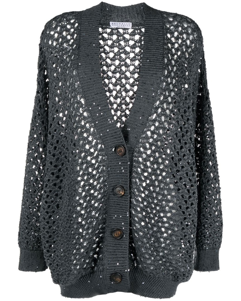 Brunello Cucinelli Damen Cardigan mit Lochstrickmuster