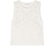 sequined open-knit tank top