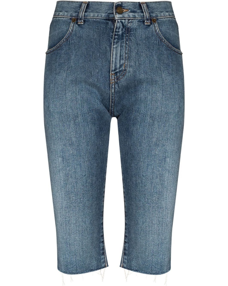 Saint Laurent Damen Hoch sitzende Jeans-Shorts