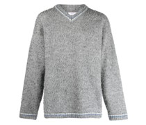 Strukturierter Pullover mit V-Ausschnitt