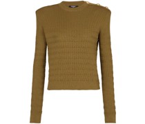 ribbed-knit buttoned top