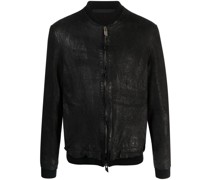 Bomberjacke aus Leder mit Logo-Schild