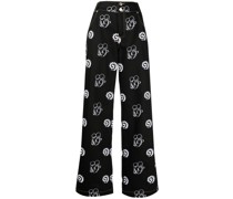 Weite Jeans mit geflocktem Finish