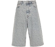 Jeans-Shorts mit Monogramm-Jacquard