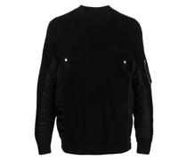 Gerippter Pullover mit Kontrasteinsätzen