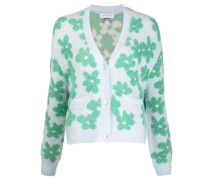 Intarsien-Cardigan mit Blumen
