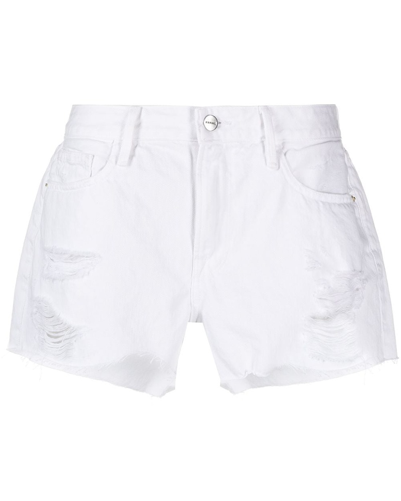 frame white denim shorts