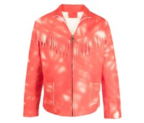 Lederjacke mit Batik-Print