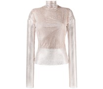 Top aus Mesh mit Kristallen