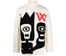 Rollkragenpullover mit Totenkopf-Print