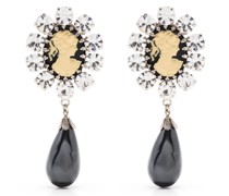 pearl-embellished clip-on drop earrings