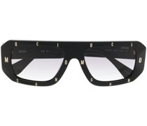 Eckige Sonnenbrille mit Logo-Print