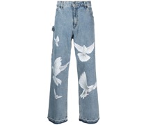 Jeans mit Vogel-Print