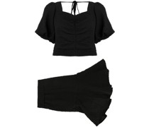Set aus gesmoktem Top und Rock