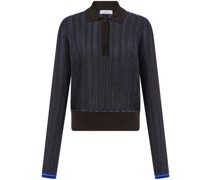 long-sleeve knitted polo shirt