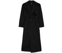 belted twill trench coat