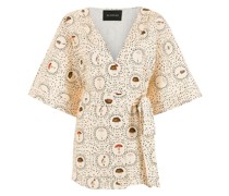 Kimono-Oberteil mit Pilz-Print