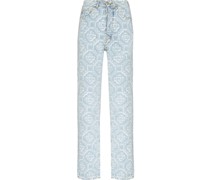Gerade Jeans mit Monogramm-Print