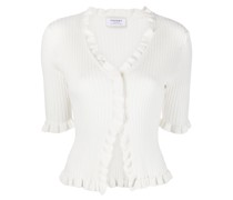 Gerippter Cardigan mit Rüschen