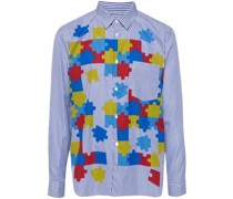 puzzle-print striped shirt