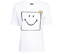 T-Shirt mit eckigem Smiley-Print