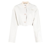 Cropped-Bomberjacke aus Leinengemisch