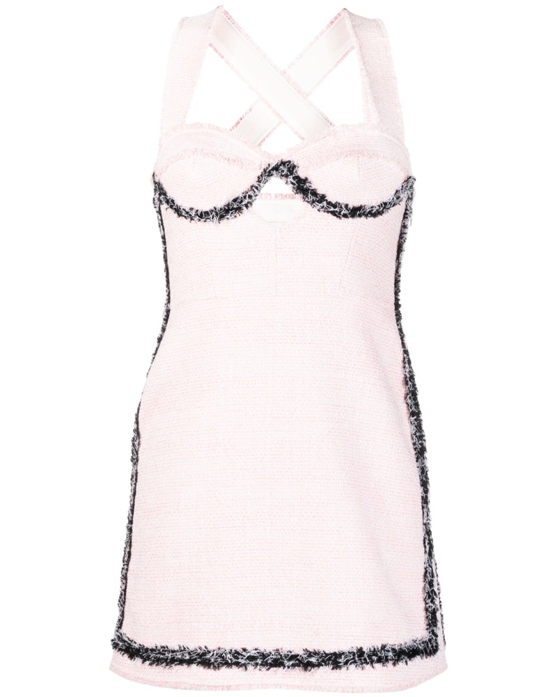 MSGM Damen Tweed-Kleid mit Herzausschnitt