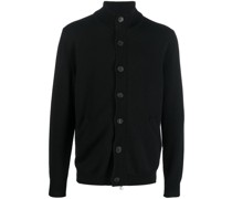 Cardigan aus Kaschmir mit Lederbesatz
