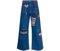 Weite Jeans mit Logo-Patch